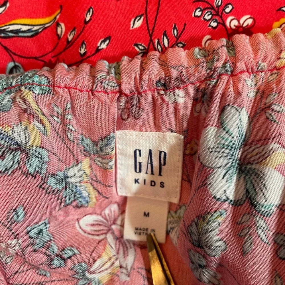 Gap Kids Girls Red Floral One Shoulder Ruffle Dress Size M 8-9 Cottagecore Boho